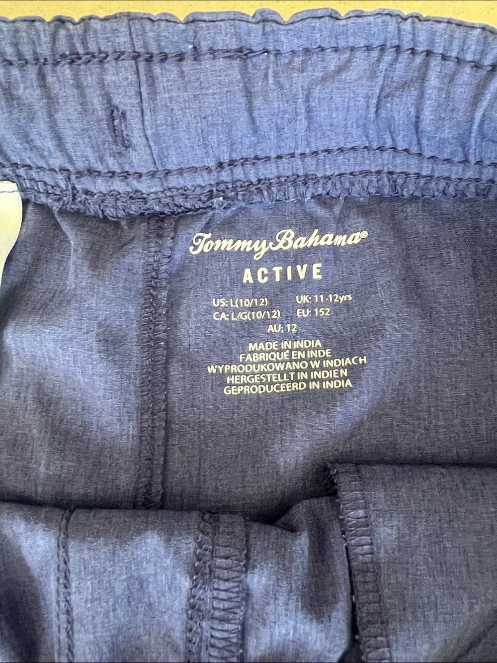 Tommy Bahama Kids Navy Swim Trunks with Bright Blue Drawstring